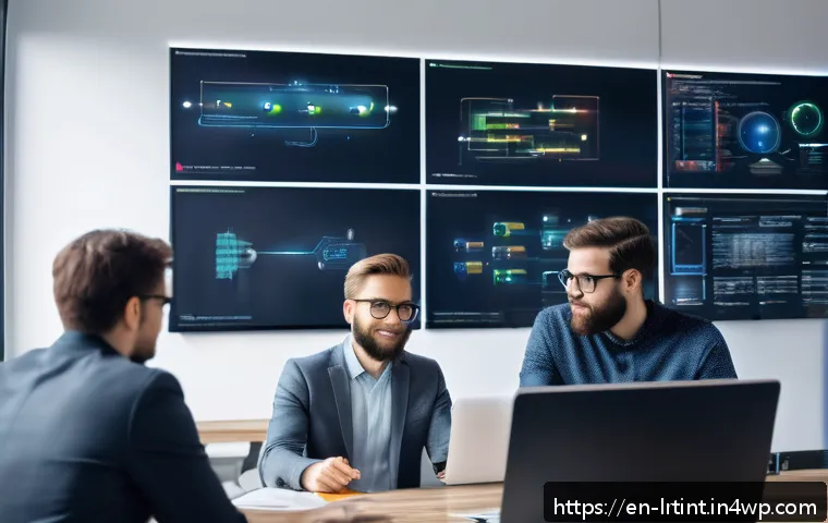 대화형 AI 개발을 위한 학습 자료 및 서적 추천 - A modern workspace featuring a diverse group of software developers collaborating on conversational ...