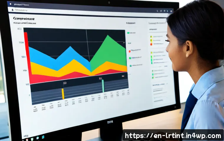 대화형 AI의 성과 분석을 위한 데이터 시각화 도구 - Photorealistic modern analytics workspace, a data analyst using a large touchscreen display with cle...
